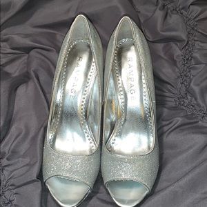 Silver sparkly heels. 4 inch